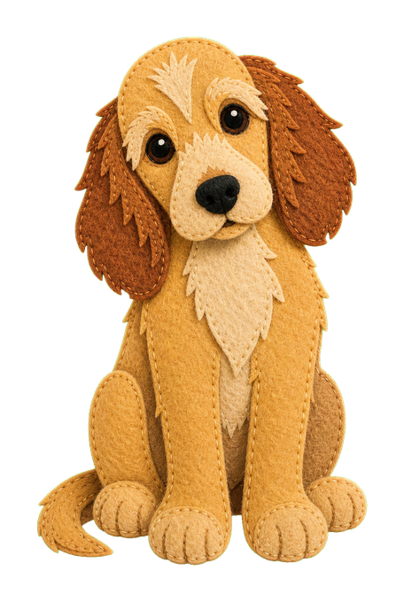 Felt illustration of Rosie sitting attentively
